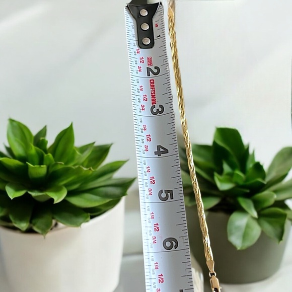 Classic Woven Gold Herringbone Tri-Strand Bracelet - Picture 13 of 16